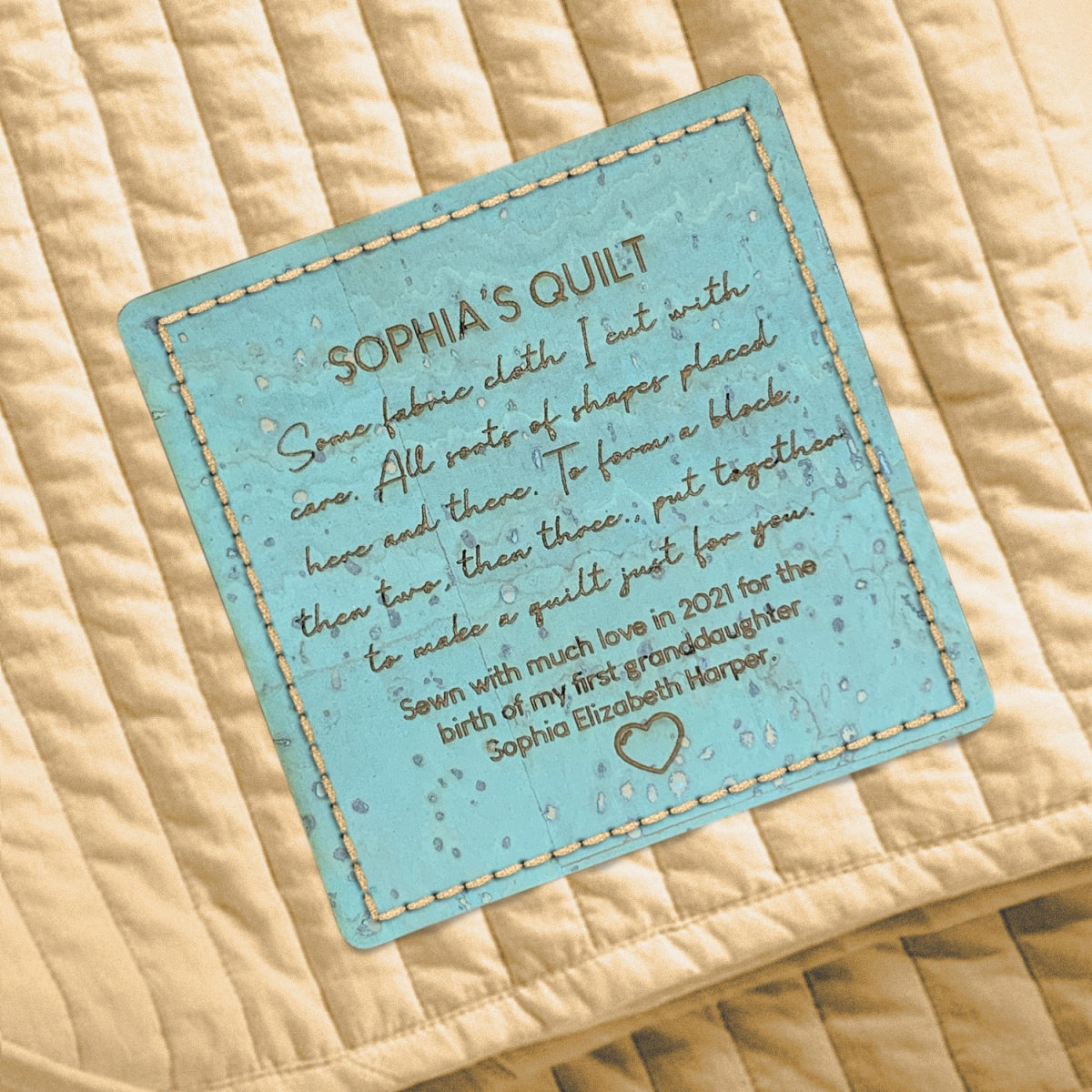 Cork Fabric Quilt 60mm x 60mm Square Labels 069