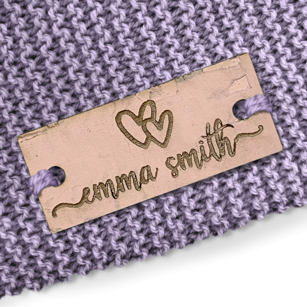 Personalised Cork Rectangle Heart Design 28mm x 12mm Labels 072