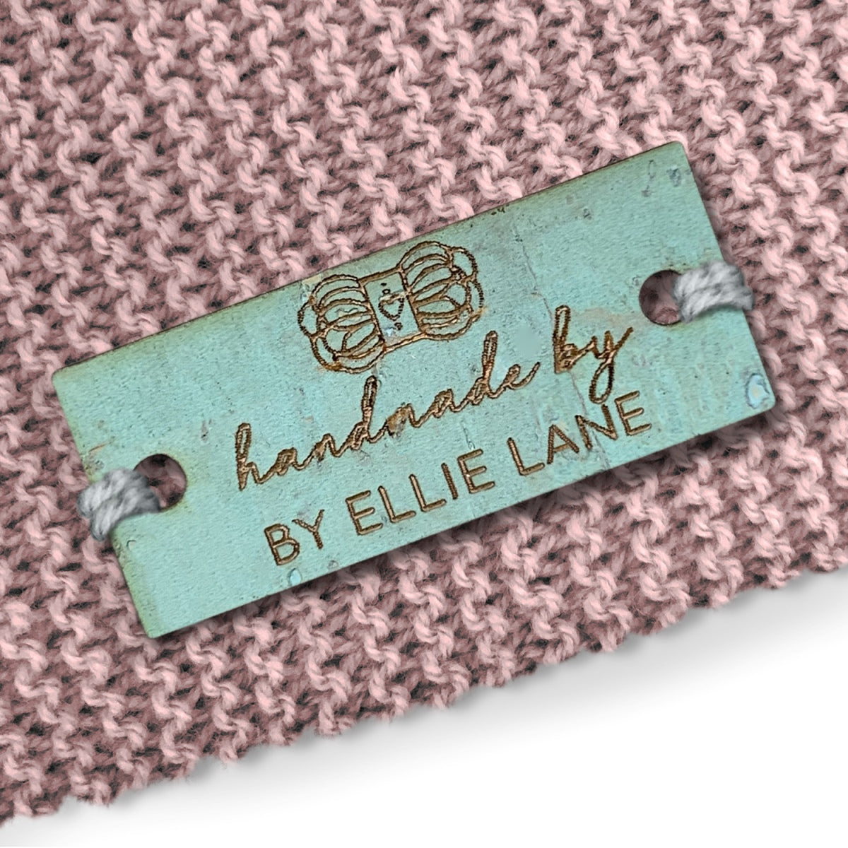 Personalised Cork Rectangle Pretty Yarn Wool Design 28mm x 12mm Labels 074